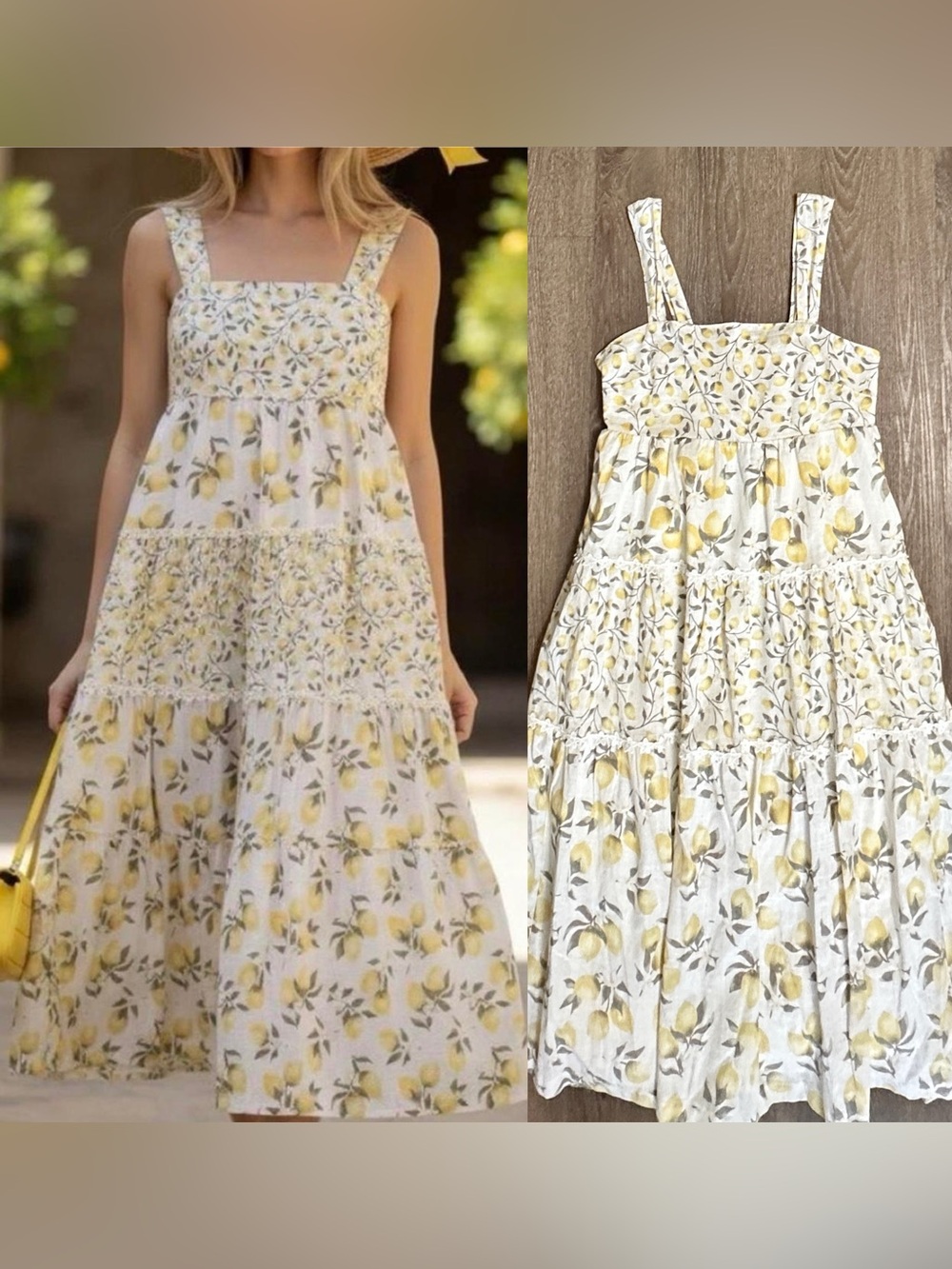 HAUTE HIPPIE Lemon Print Tiered
Midi Sundress Dress Sz 8 Medium
NWT Cottagecore - Picture 6 of 9